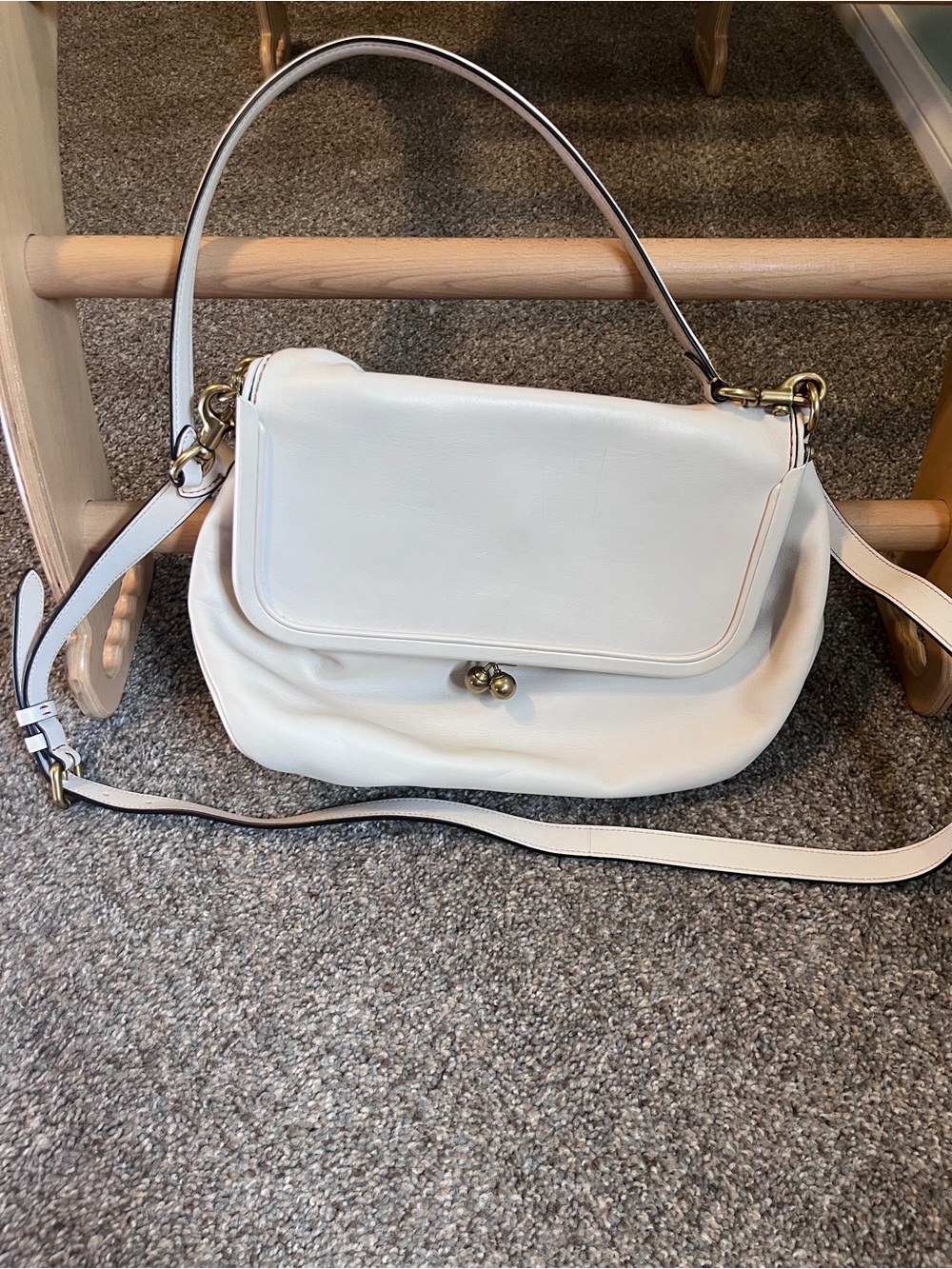 Coach Vintage White Leather Rider Bag 68540 with dust bag